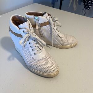 Linea Paolo white wedge sneakers with laces